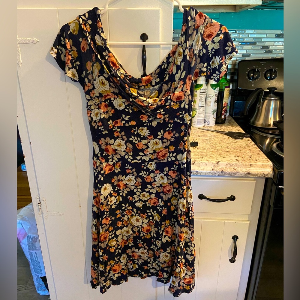 Off the shoulder floral skater dress